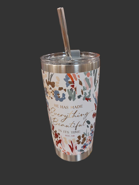 HE HAS MADE EVERYTHING TUMBLER WITH STRAW