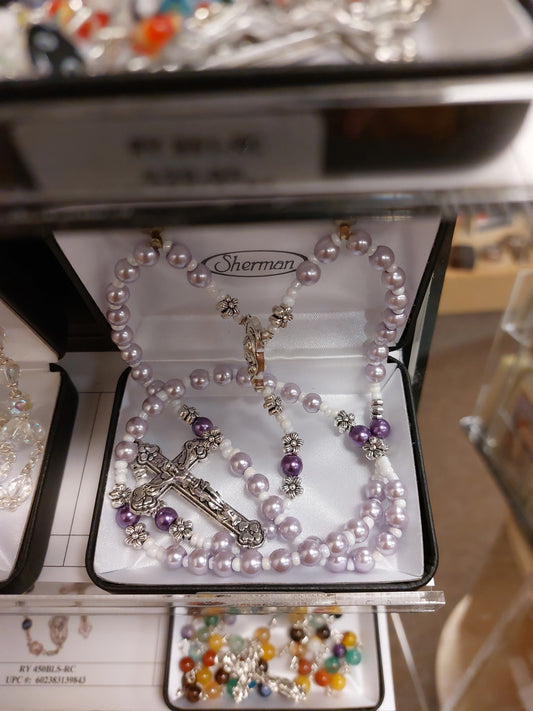 PURPLE FLORAL ROSARY