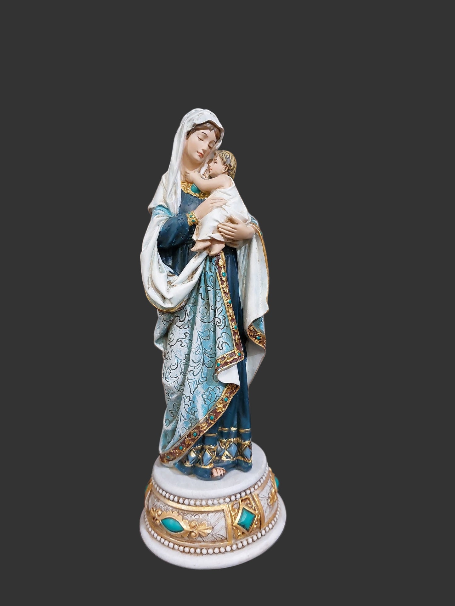 MUSICAL MADONNA WITH CHILD STATUE